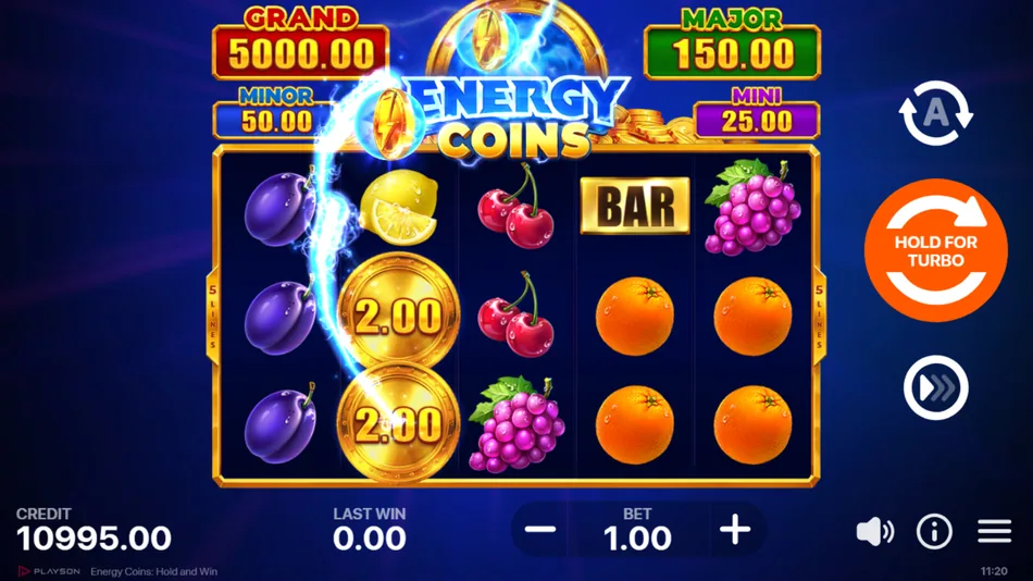 Energy Bonus collector symbol sweeping coin values from the Energy Coins grid