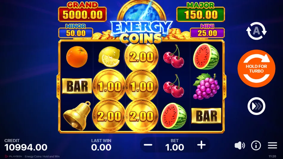 Pile of Gold feature adding Bonus symbols onto the Energy Coins main game grid